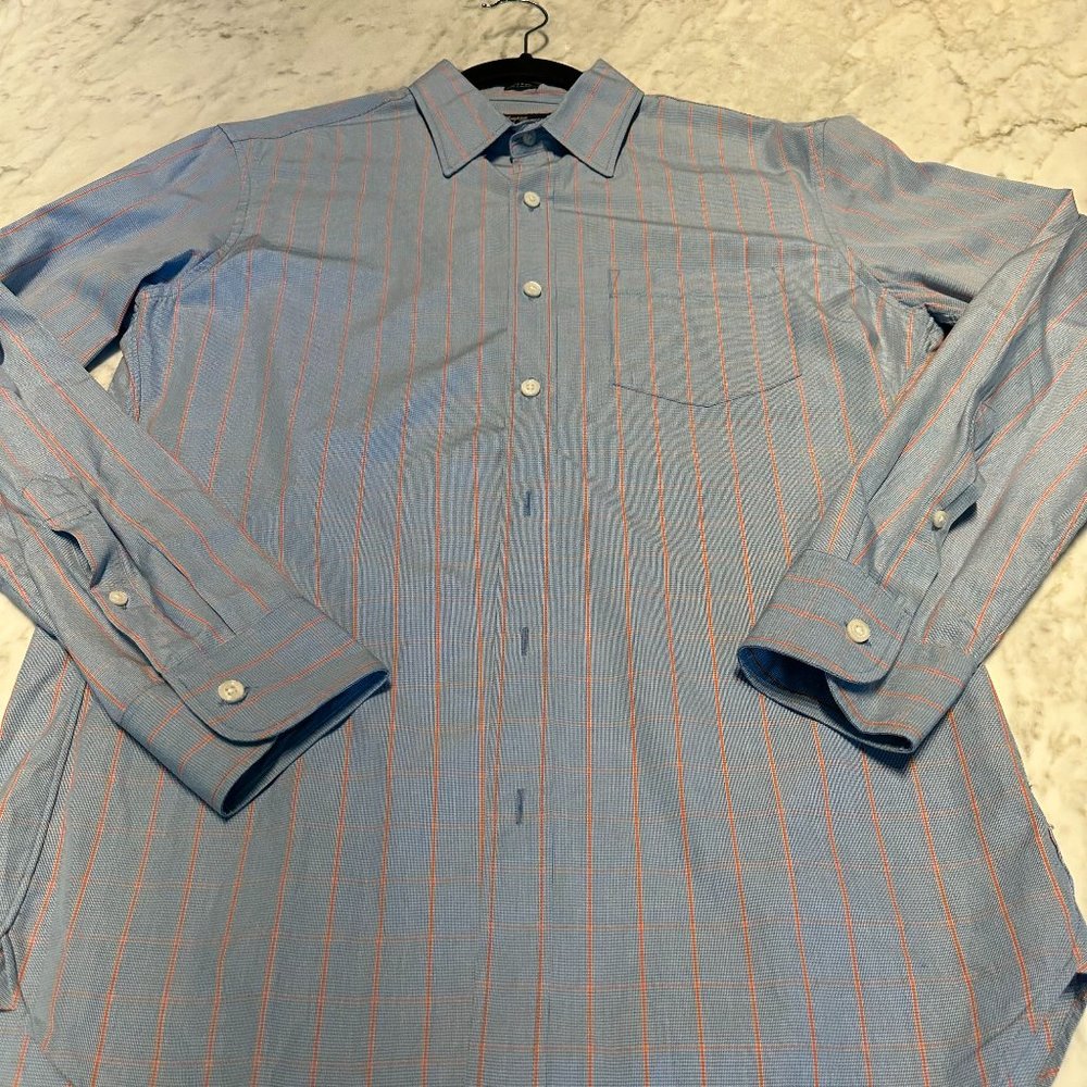 Blue & Orange Large Check Long Sleeve Dress Shirt